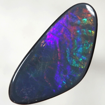 SOLID BLACK OPAL Fishscale Harlequin pattern showing red through to royal blue
